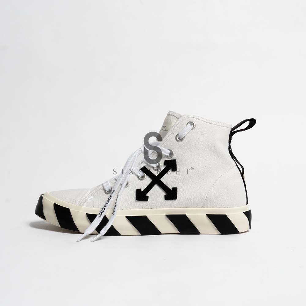 OFF WHITE Mid Top Vulcanized Canvas Black White FW21 OMIA119F21FAB0010110