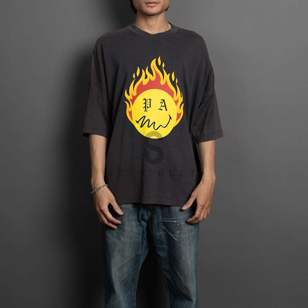 PALM ANGELS Tee Burning Head Black