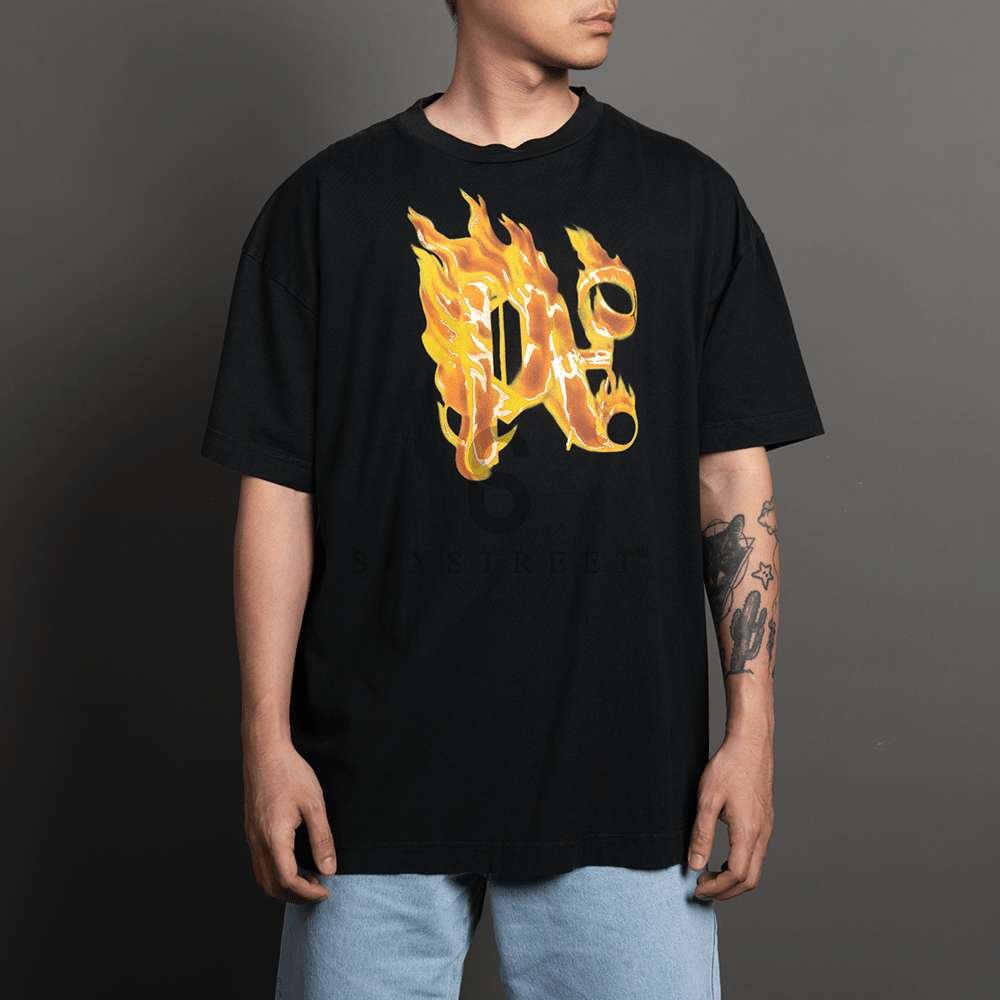 PALM ANGELS Tee Burning Monogram Black