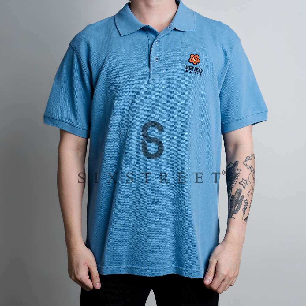 KENZO Polo Shirt Paris Boke Flower Chest Blue