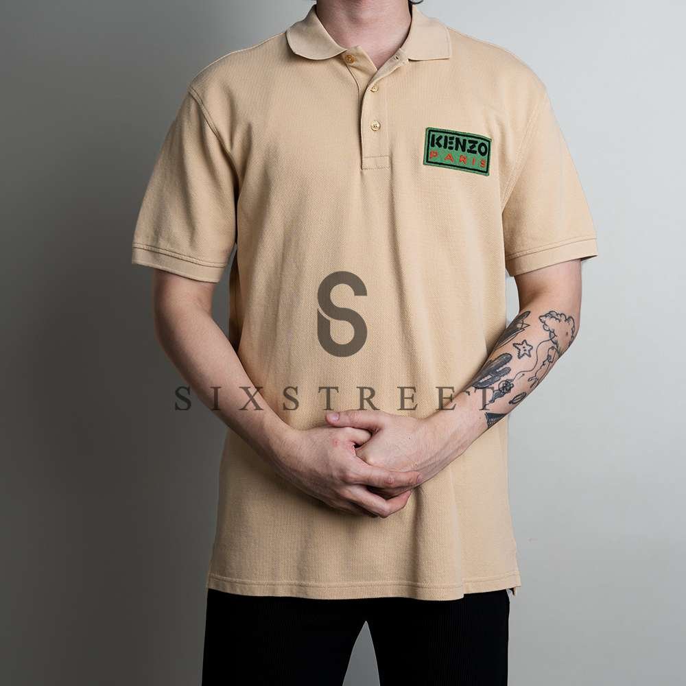 KENZO Polo Shirt Paris Patch Beige