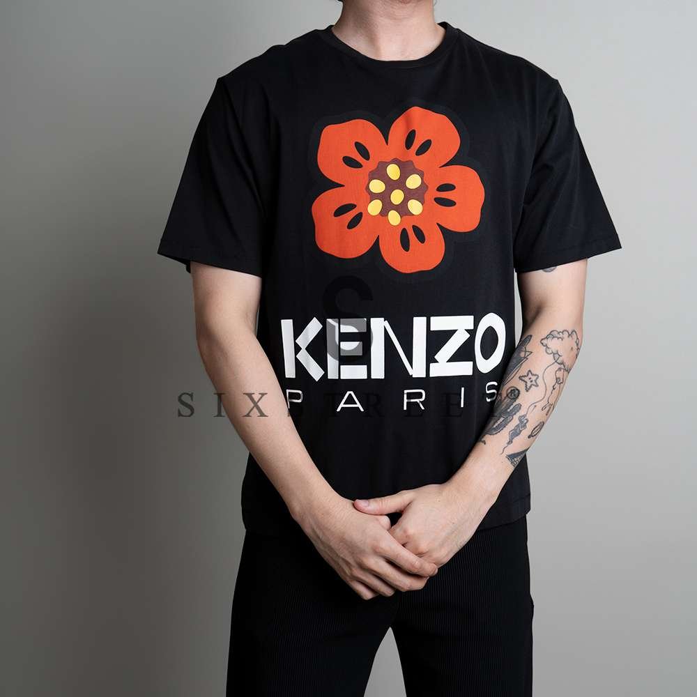 KENZO Tee Big Red Flower Black