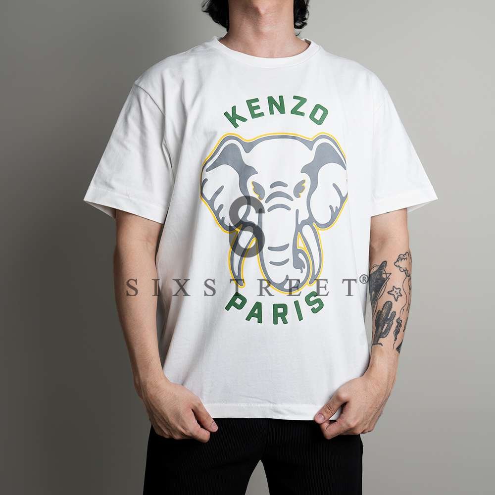 KENZO Tee Elephant Varsity Jungle White