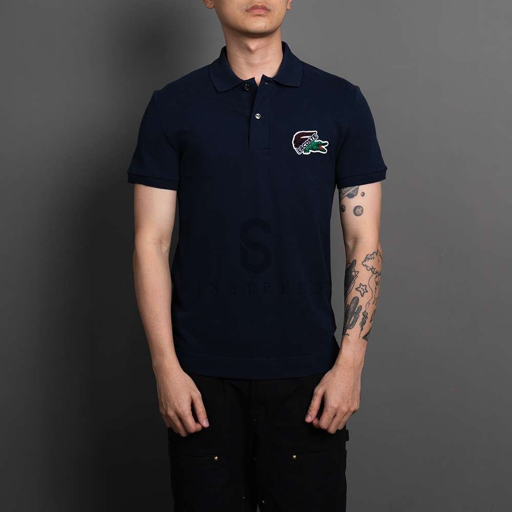 LACOSTE Polo Shirt Holiday Organic Cotton Piqué Regular Fit Navy