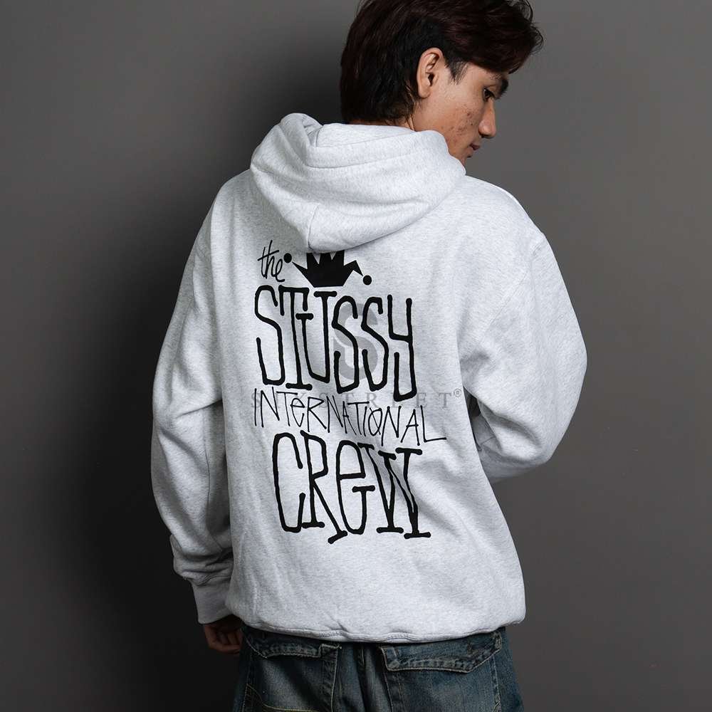 STUSSY Hoodie Crown International Ash Heather
