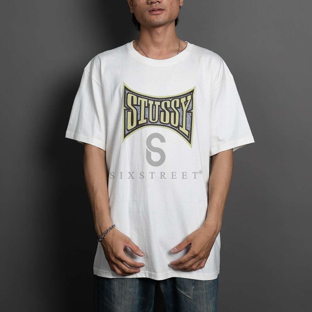 STUSSY Tee Frame Font Logo Broken White