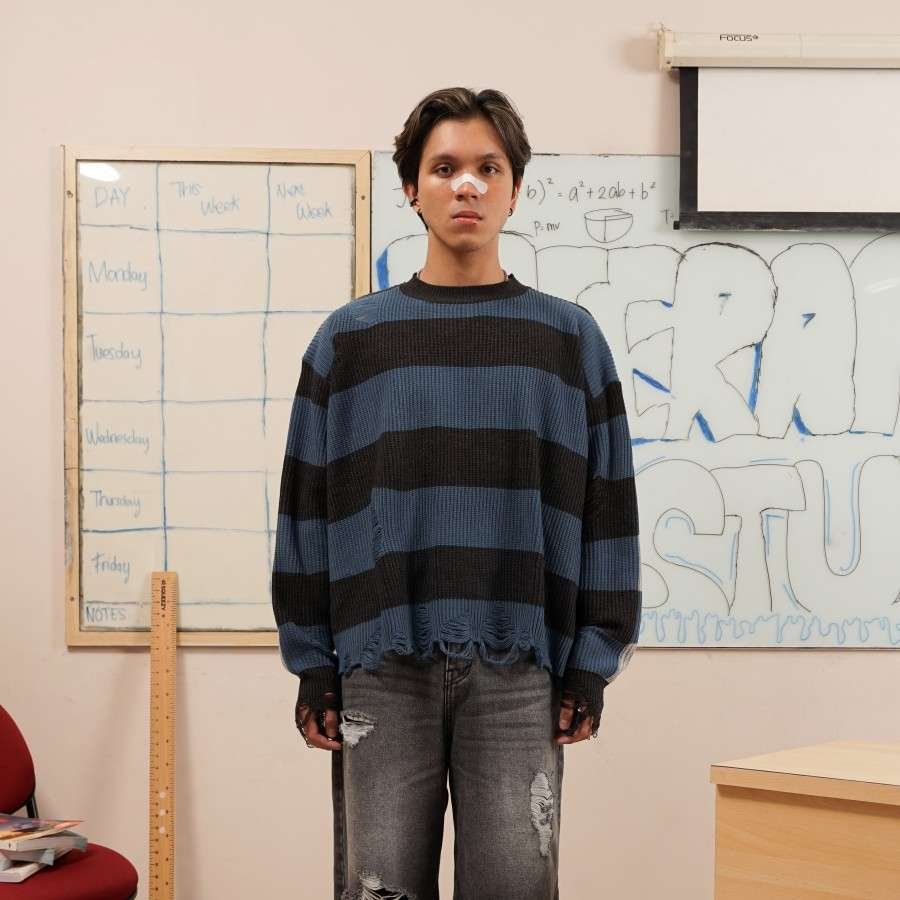 HIERARCHY STUDIOS Sweater Knit Striped Blue