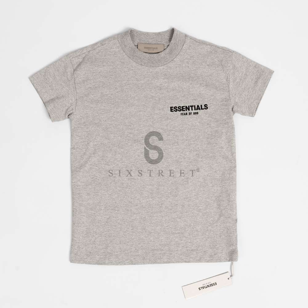 ESSENTIAL KIDS Tee Flocked Logo Dark Oatmeal