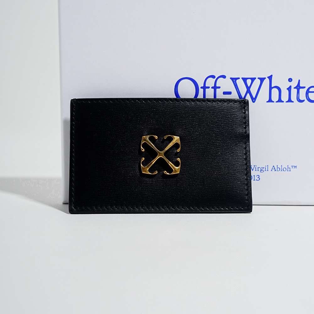 OFF WHITE Cardholder Jitney Simple Gold Black