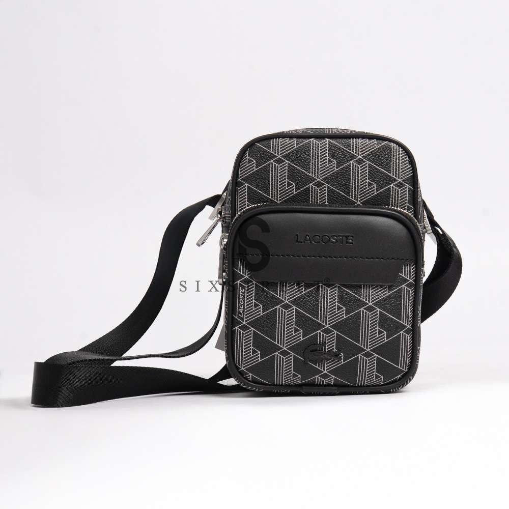 LACOSTE Shoulder Bag The Blend Satchel Monogram Noir
