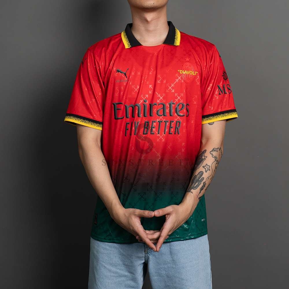 OFF WHITE Jersey x PUMA AC Milan Rep Red