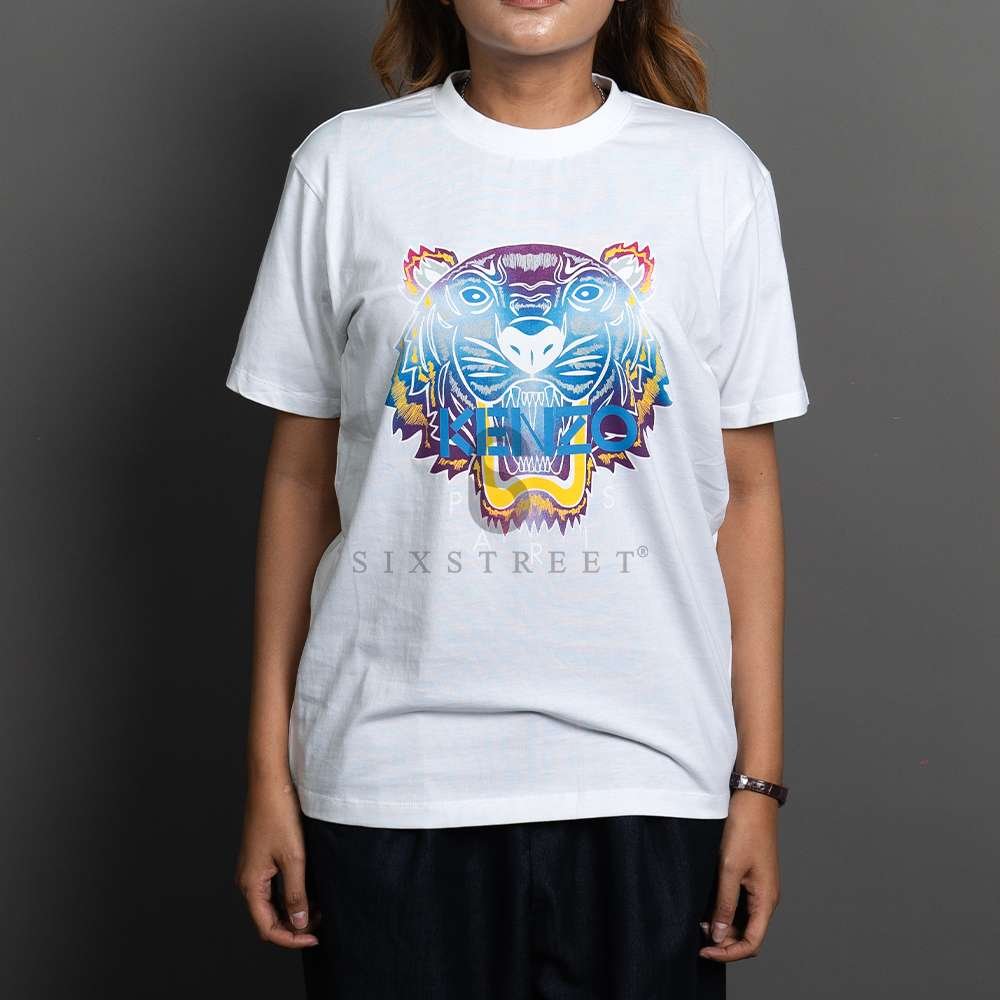 KENZO TEE Tiger Printed Rainbow White DLS