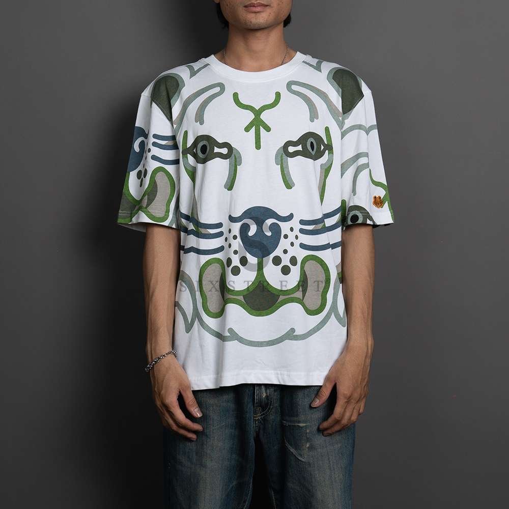 KENZO Tee Tiger Full Printed Green White DLS