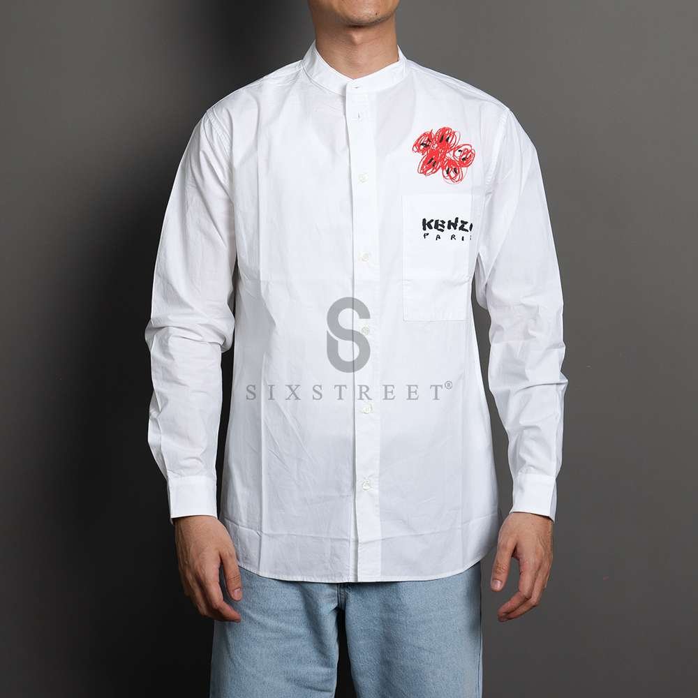 KENZO L/S Drawn Varsity White