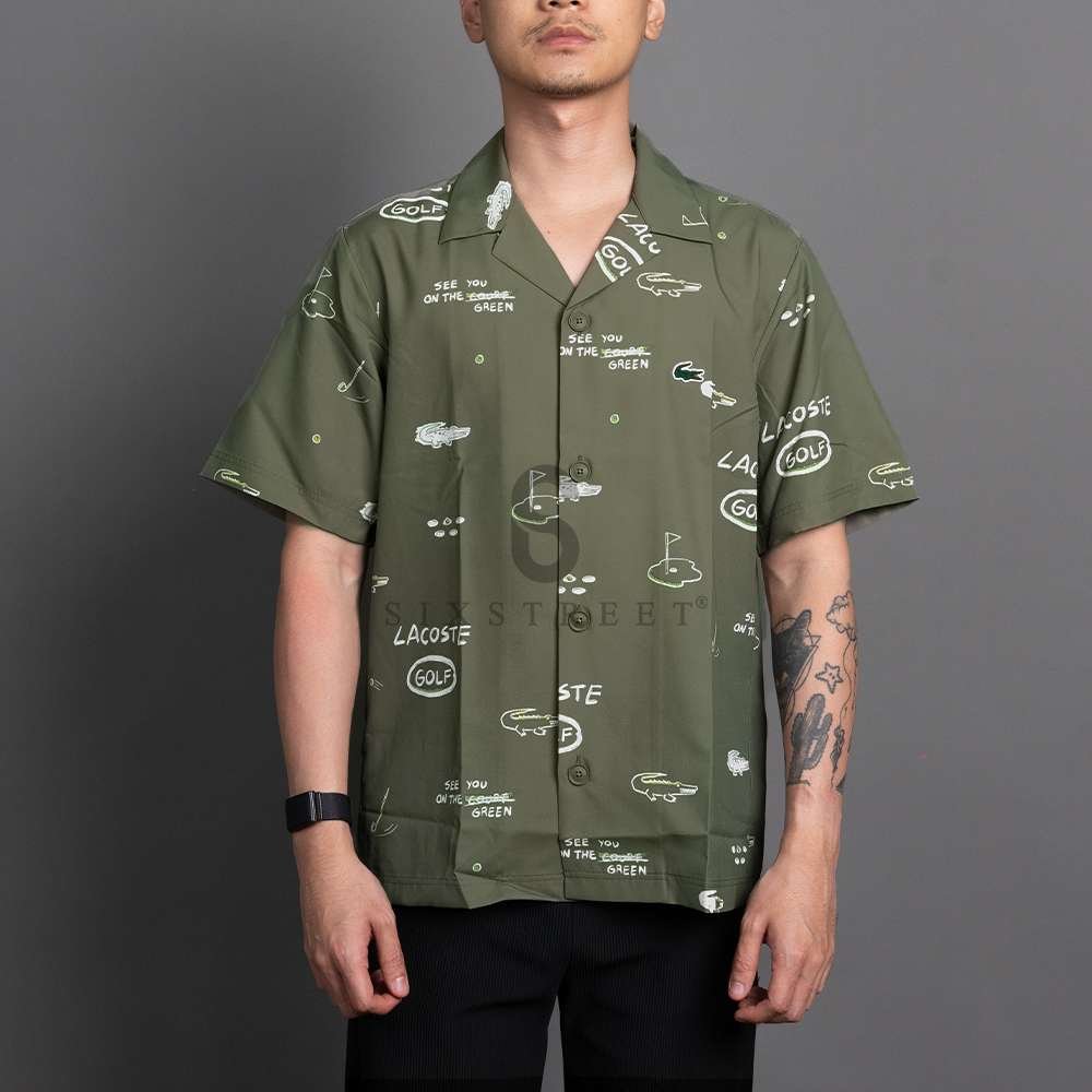 LACOSTE Shirt Ultra Dry Anti UV Golf Regular Fit Khaki Green