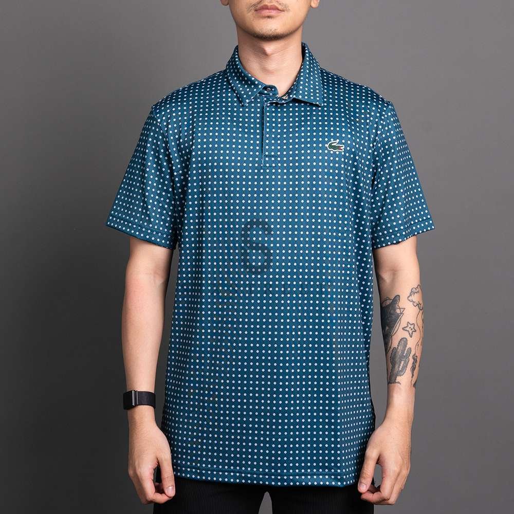 LACOSTE Shirt Minimal All Over Print Golf Regular Fit Blue