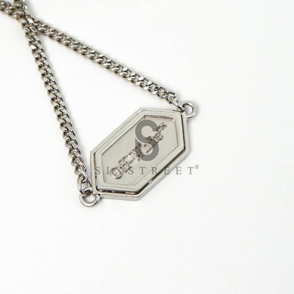 OFF WHITE Necklace Label Silver