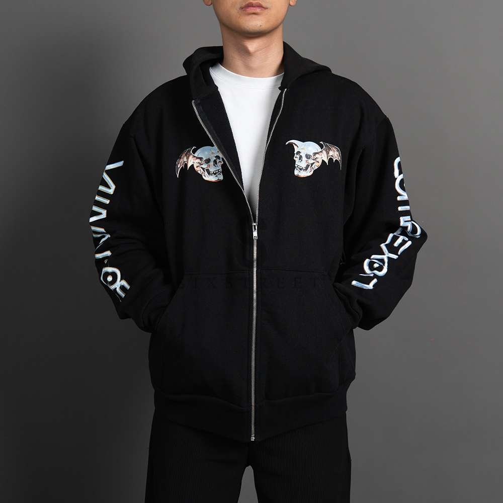 COMPLEX Hoodie Skull Zip Up Black
