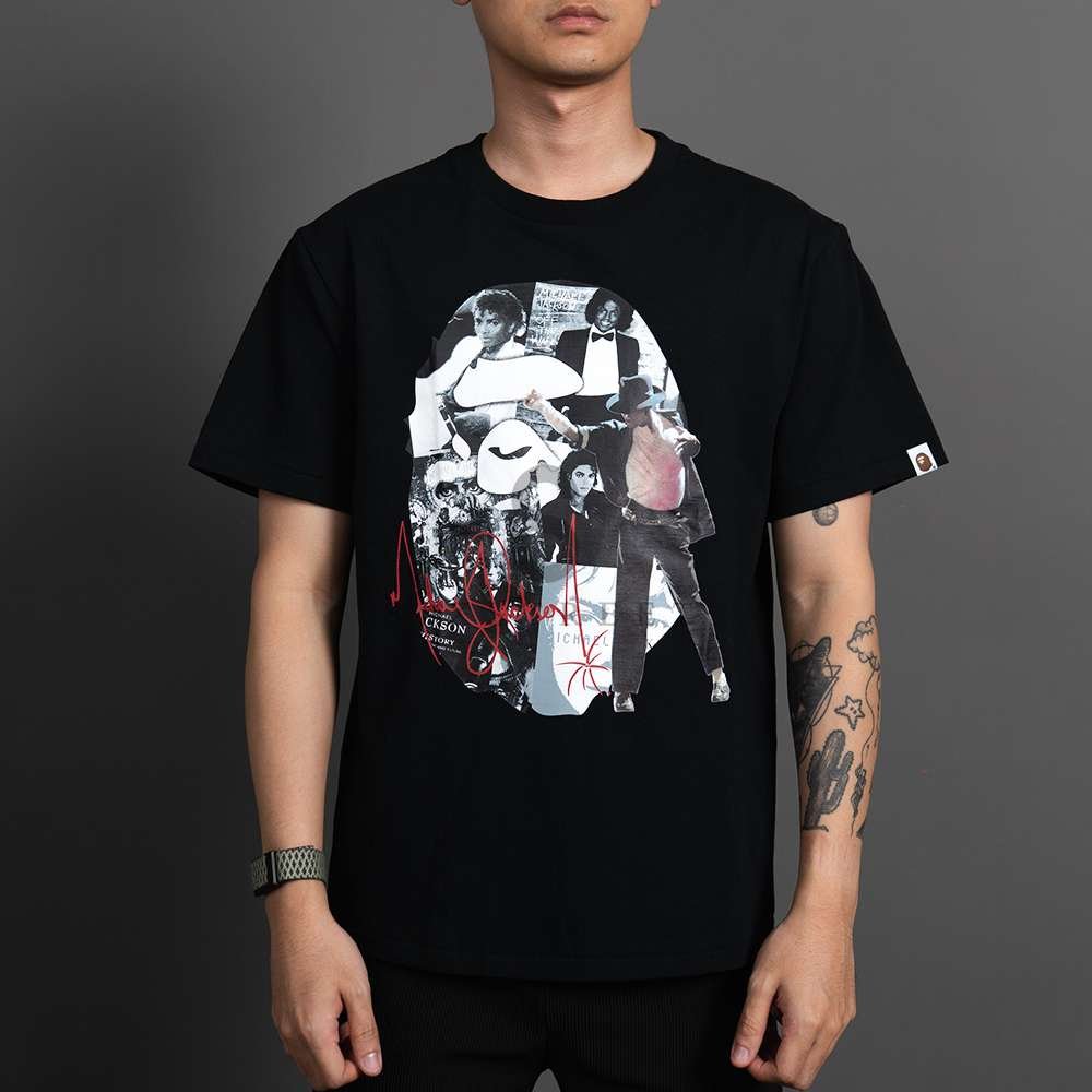 BAPE Tee x Michael Jackson Album Jacket Ape Head Black