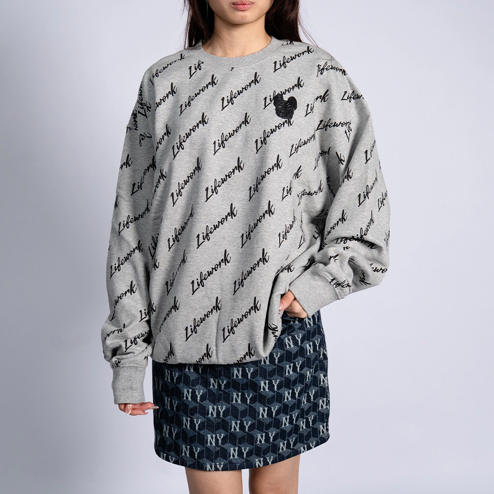 LIFEWORK Sweater Grey Script Monogram Grey