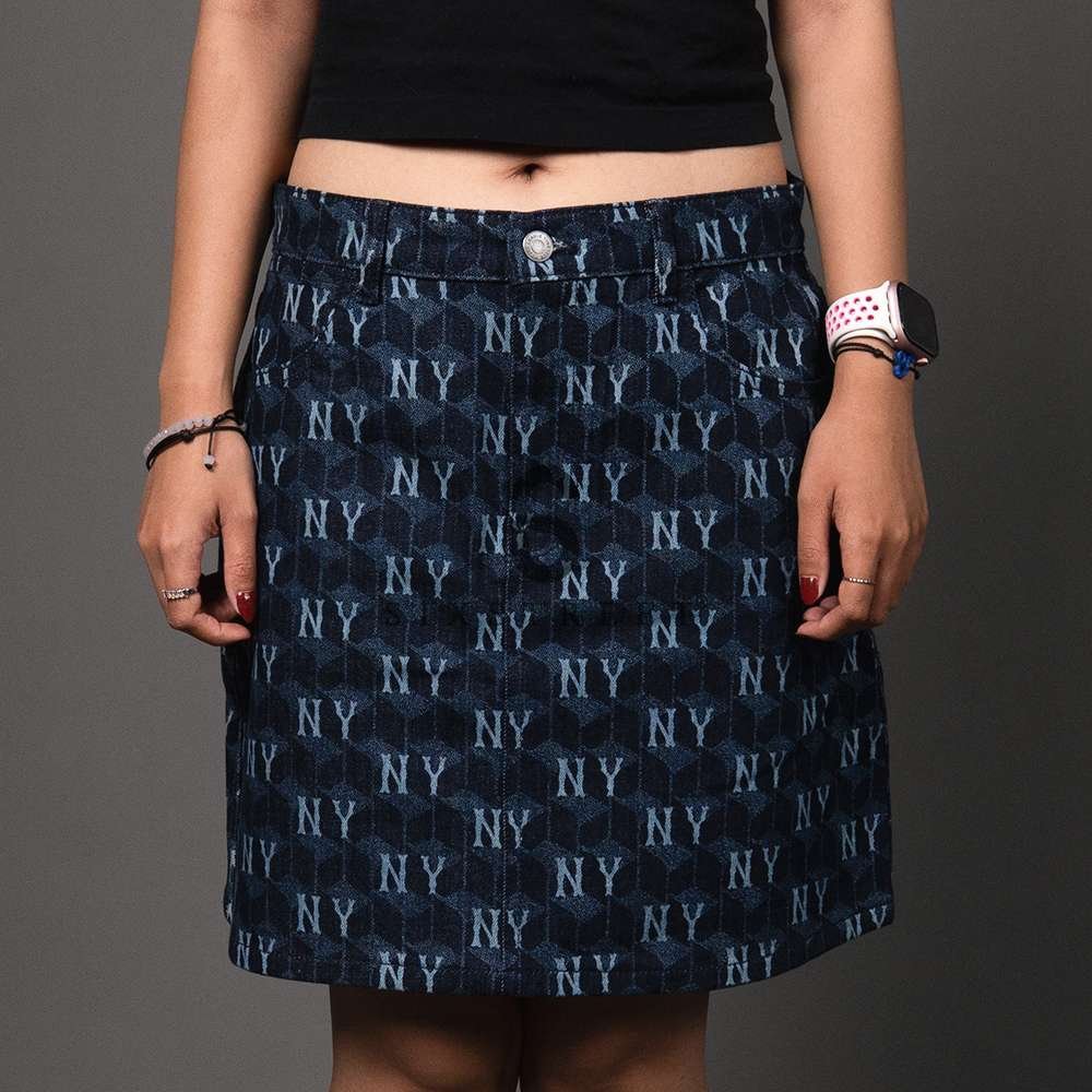 MLB Skirt Monogram Allover Printed Denim NY Yankees
