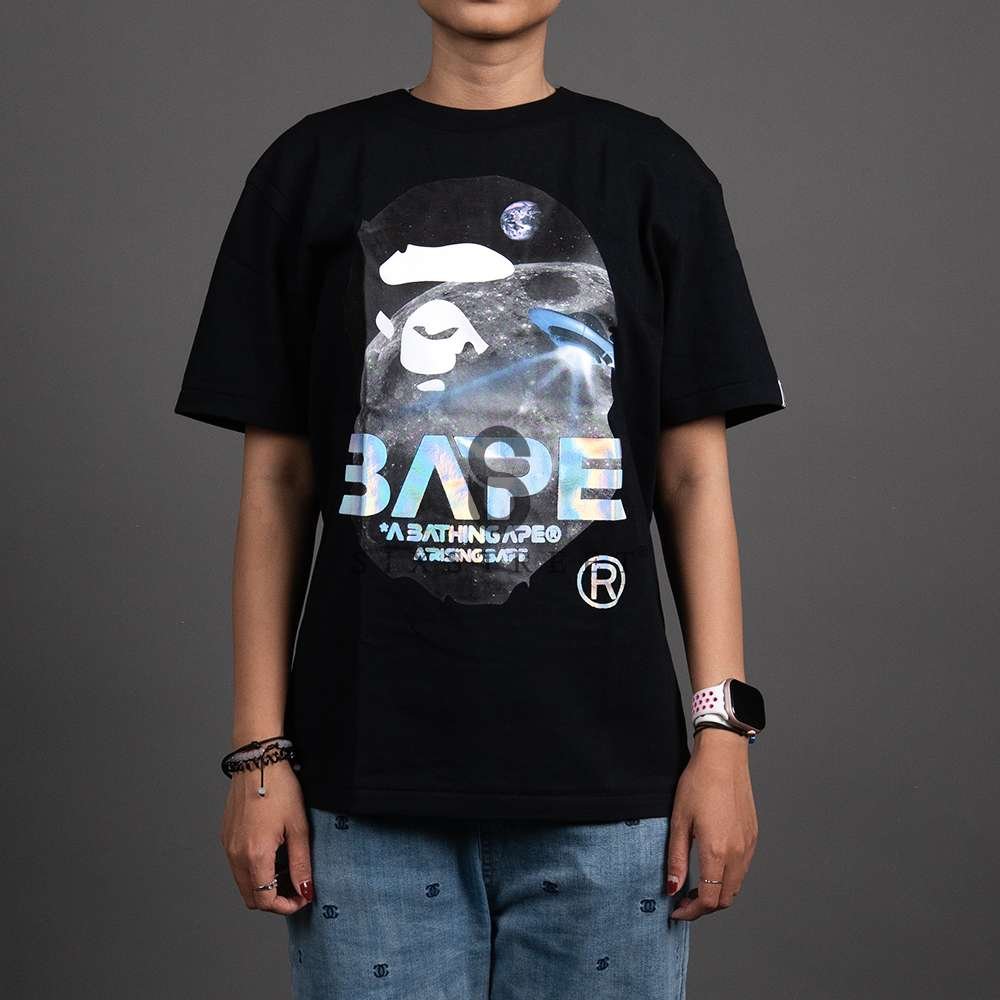 BAPE Tee Moon Photo Ape Head Black