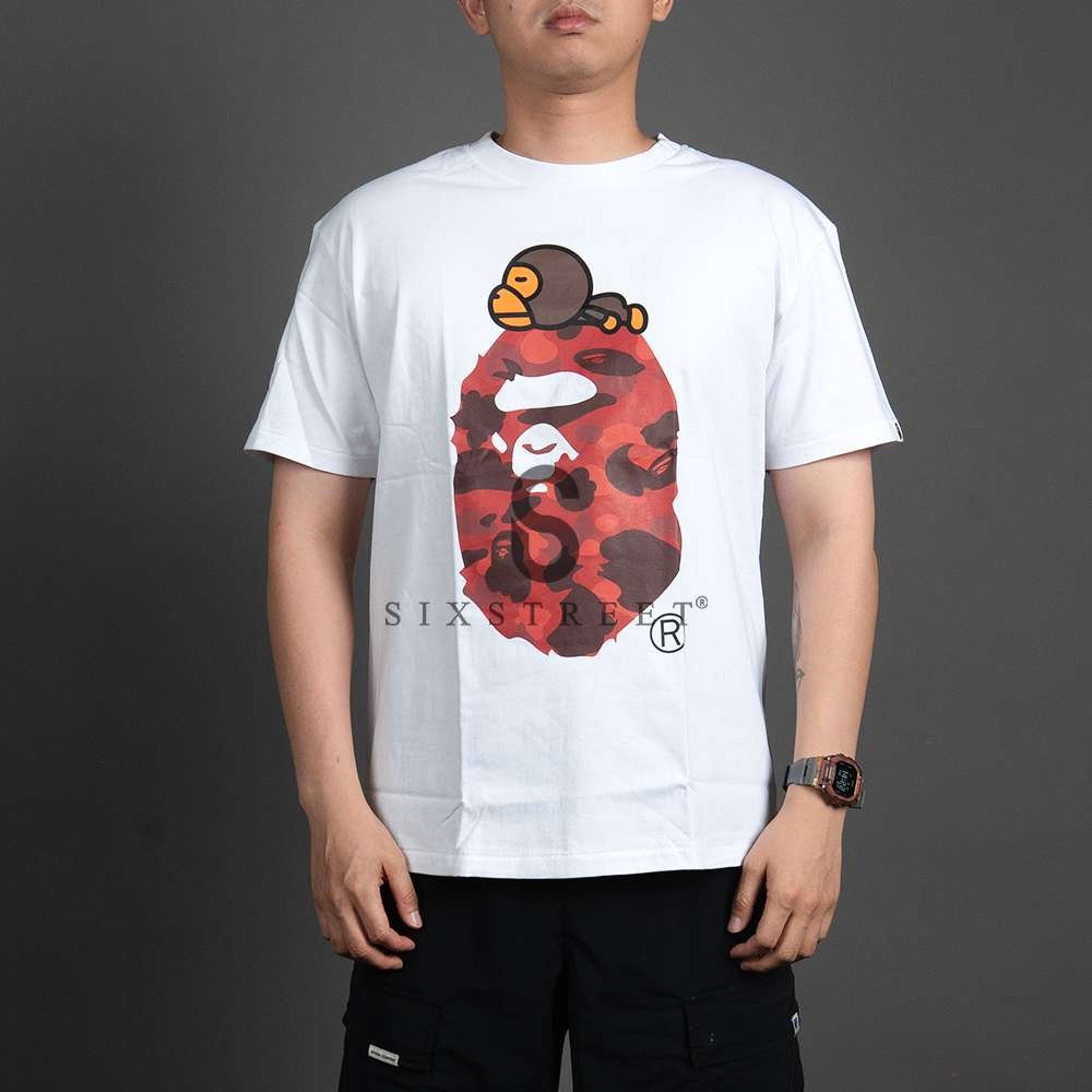 BAPE Tee Color Camo Milo On Big Ape Red White