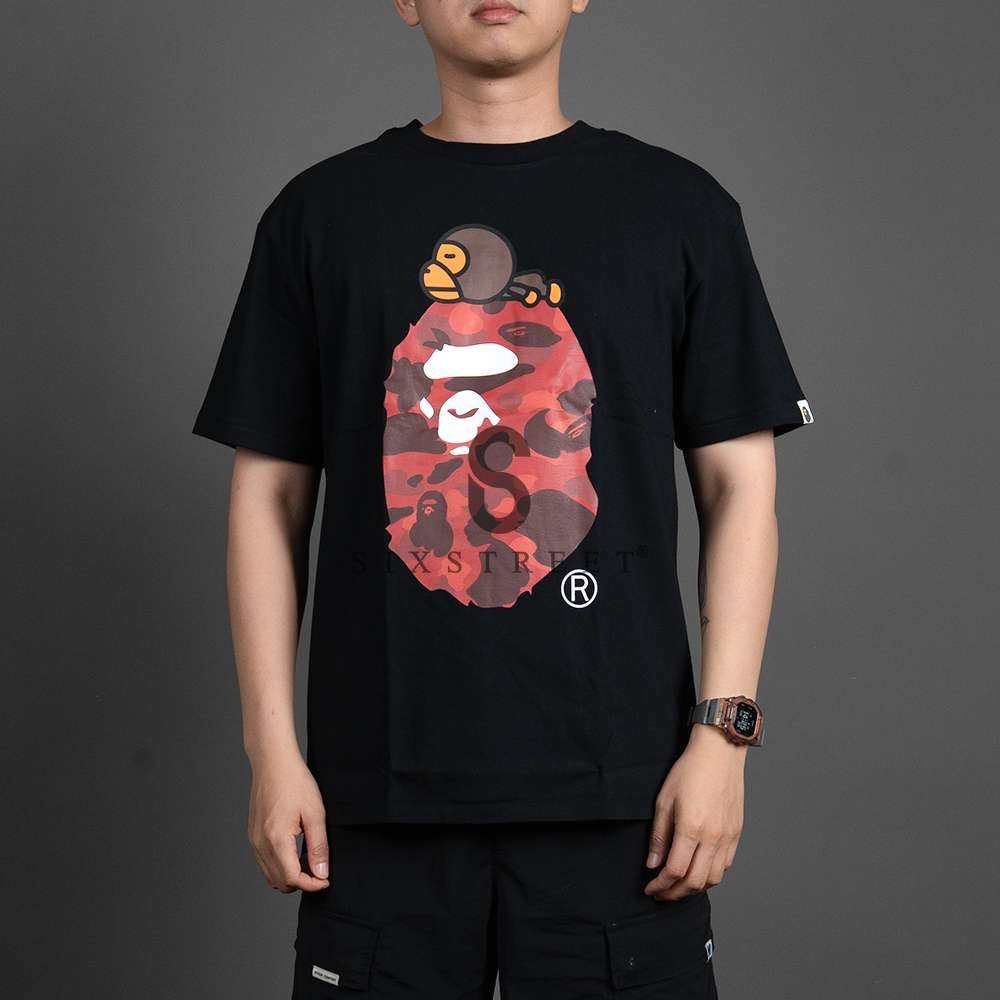 BAPE Tee Color Camo Milo On Big Ape Red Black