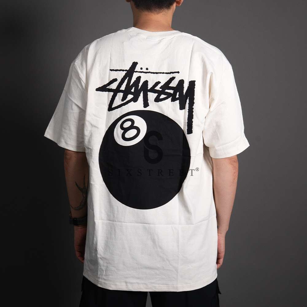 STUSSY Tee Eight Ball Basic Logo Cream