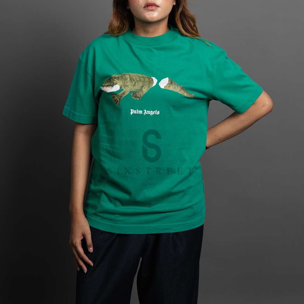PALM ANGELS Tee Croco Green