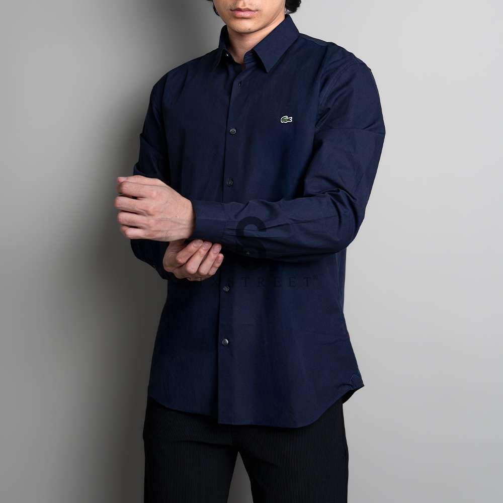 LACOSTE L/S Stretch Poplin Slim Fit Navy