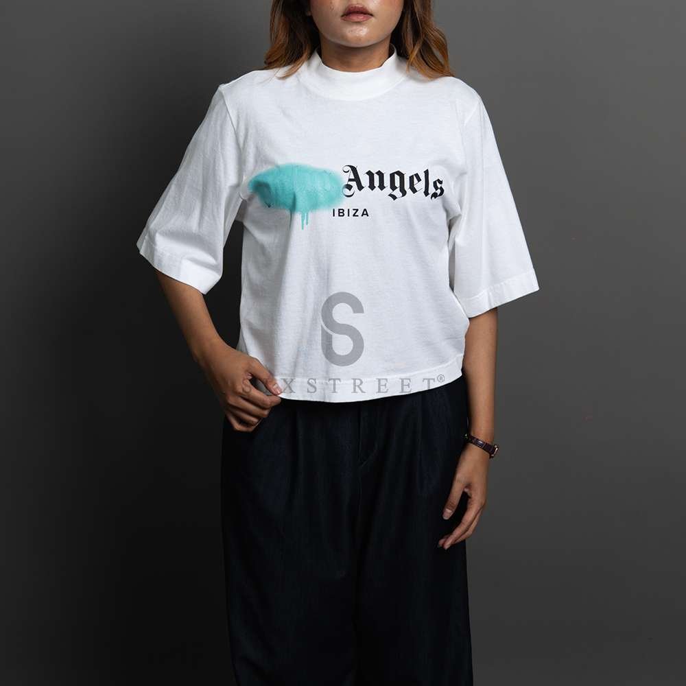 PALM ANGELS Tee Ibiza Logo Spray White