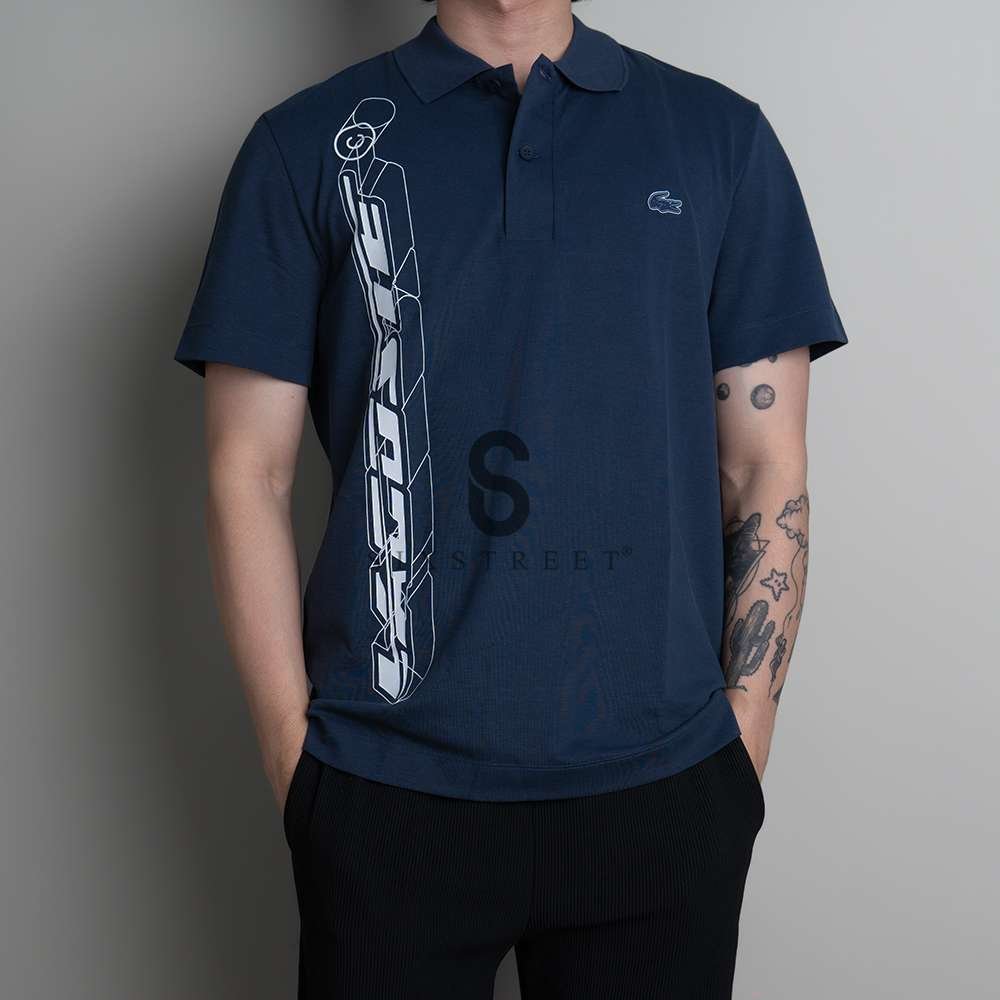 LACOSTE Polo Shirt Movement Signature 3D Regular Fit Navy