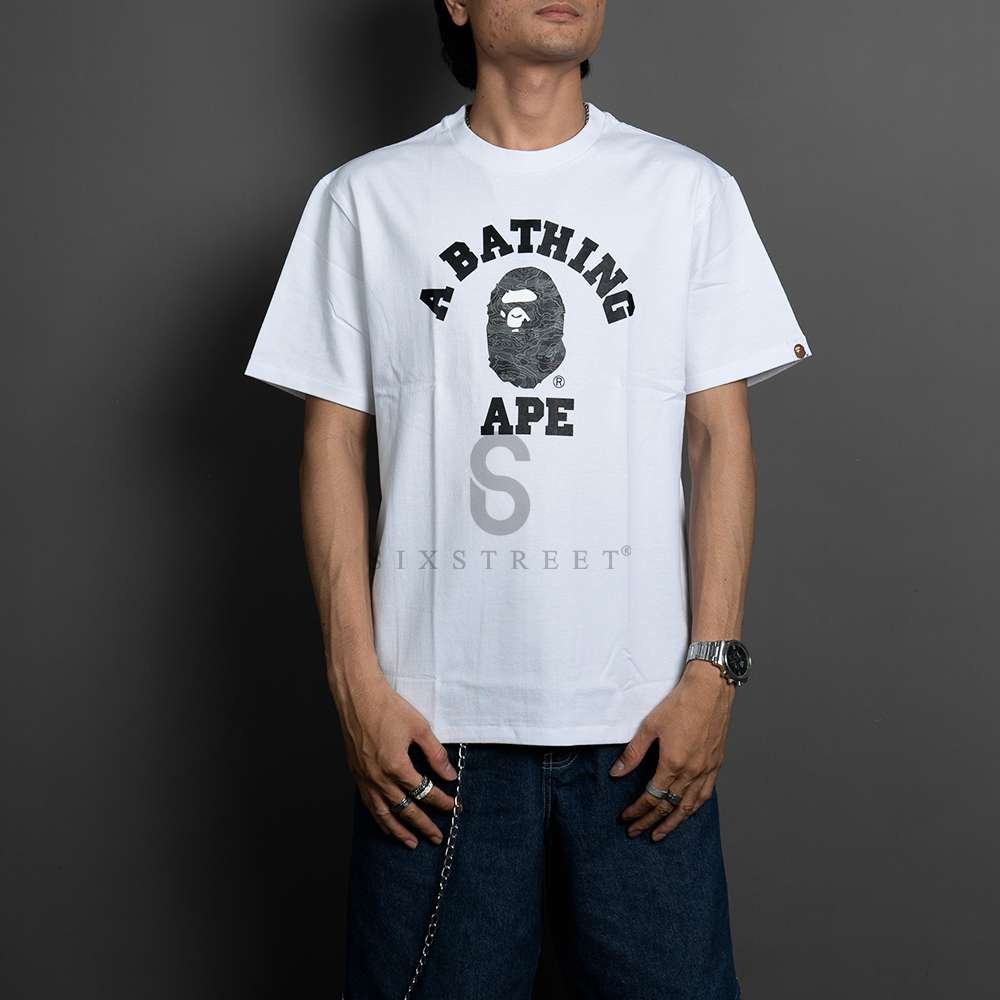 BAPE Tee Layered Line Camo College Black White