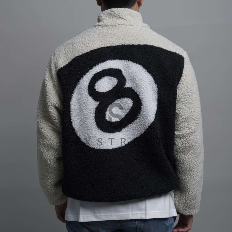 STUSSY Jacket 8 Ball Sherpa Reversible Cream