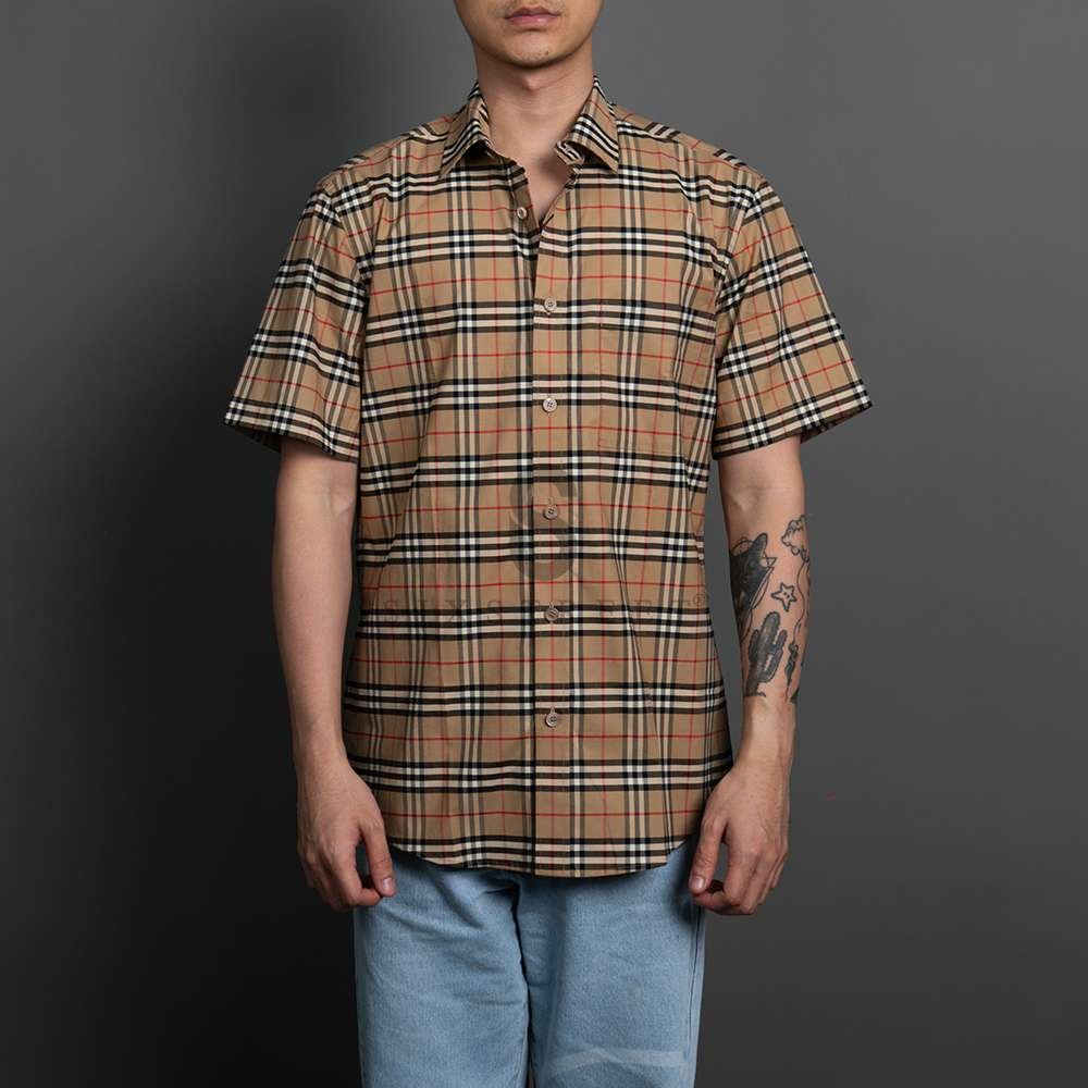 BURBERRY Short Shirt Small Scale Brown