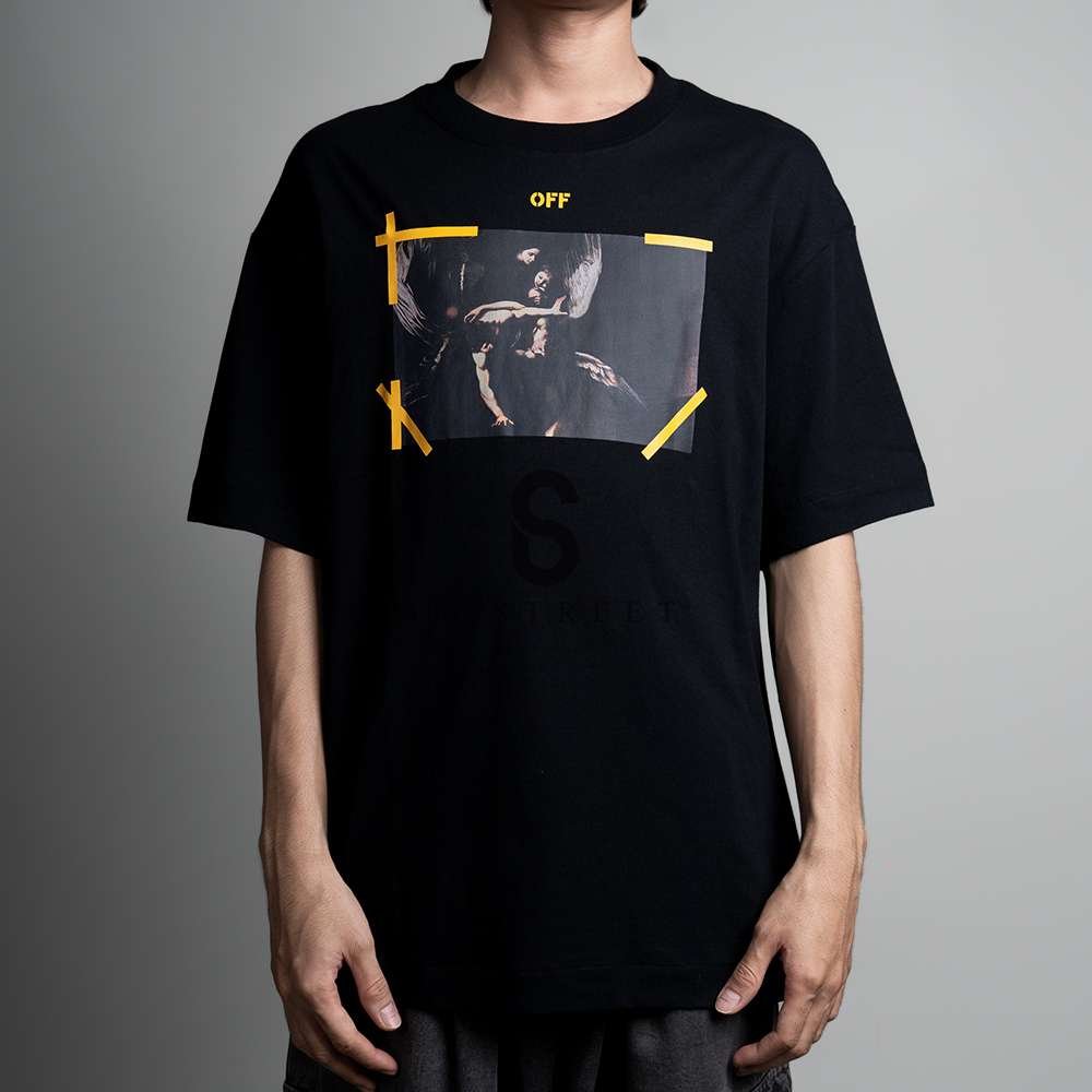 OFF WHITE Tee Caravagio Yellow Logo Black
