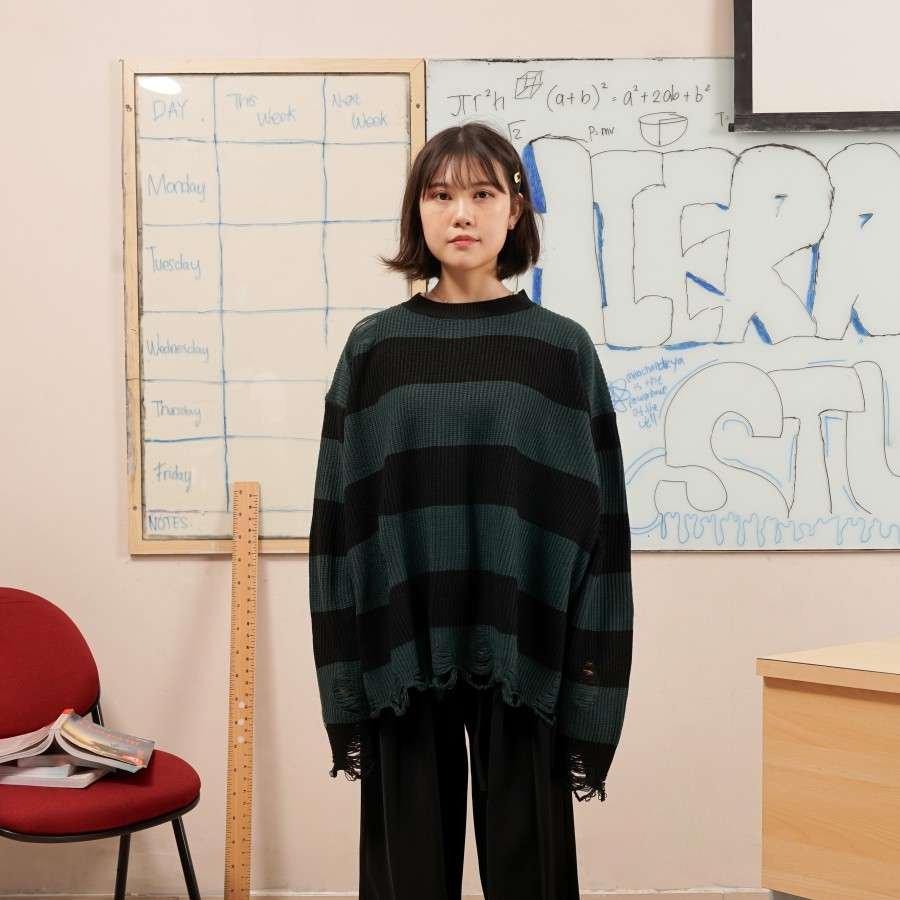 HIERARCHY STUDIOS Sweater Knit Striped Green