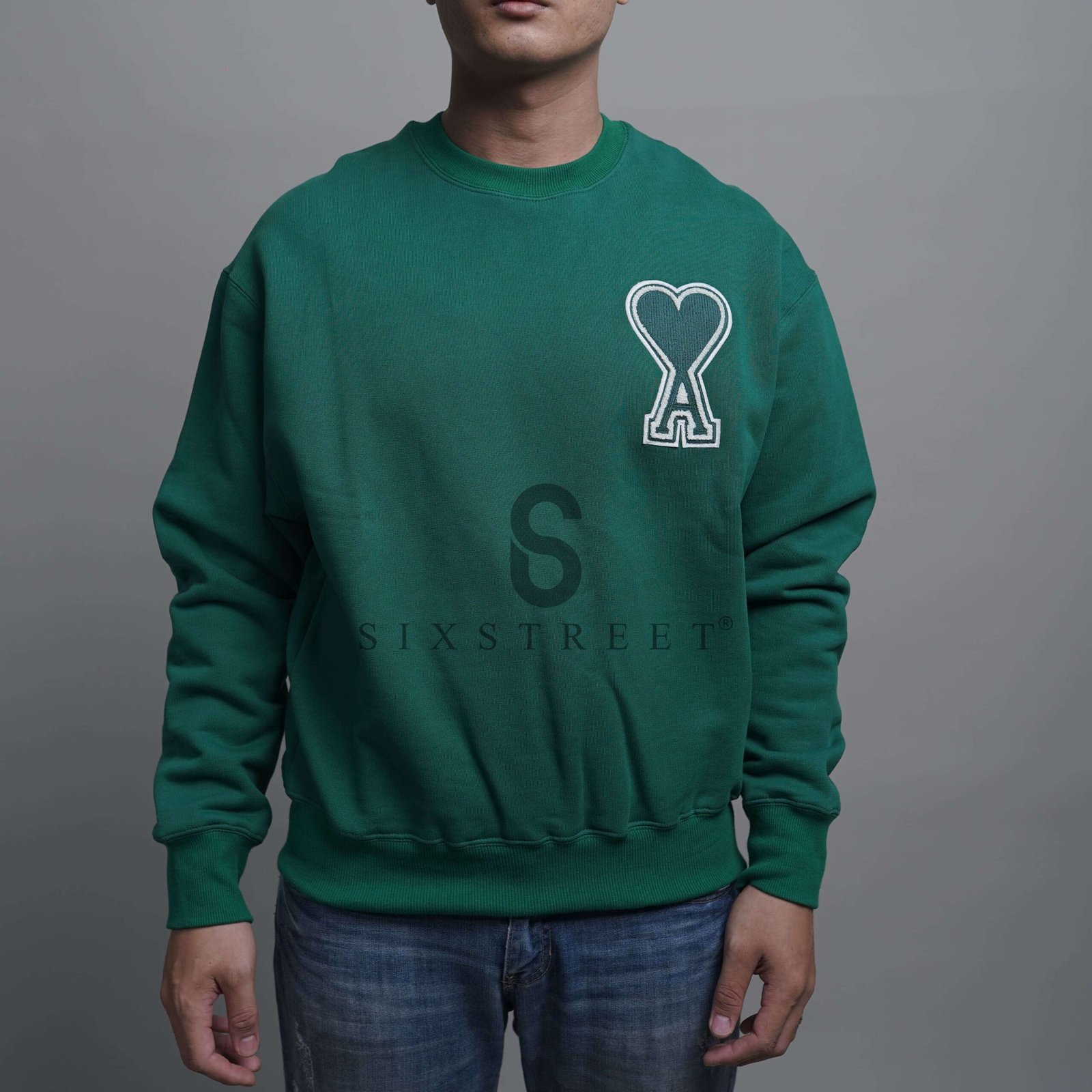 AMI PARIS Sweater Decoeur Green