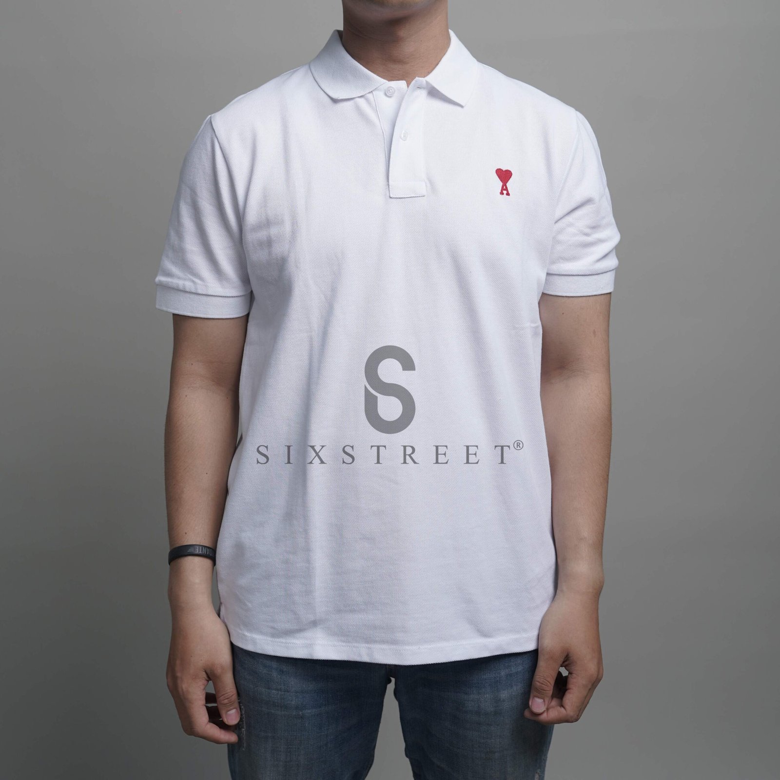 AMI PARIS Polo Ami Decoeur White