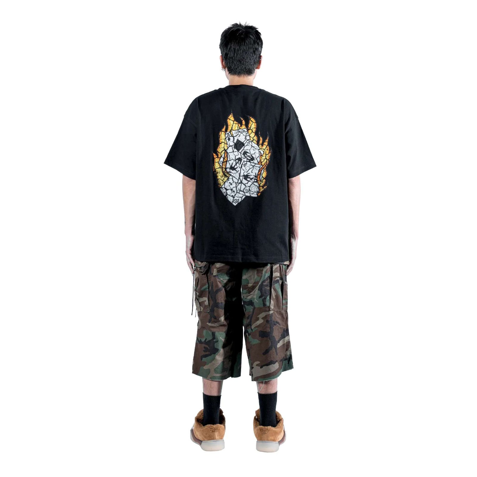 WHO CARES Tee Distressed Royal Flush Black