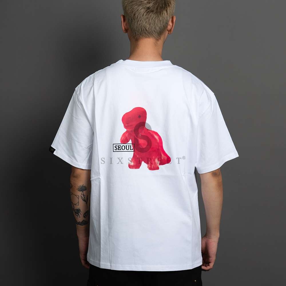 FIER DE MOI Tee Red Fuzzy Dragon White