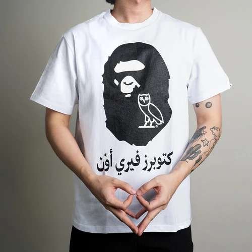 BAPE Tee x OVO Ape Head Black White