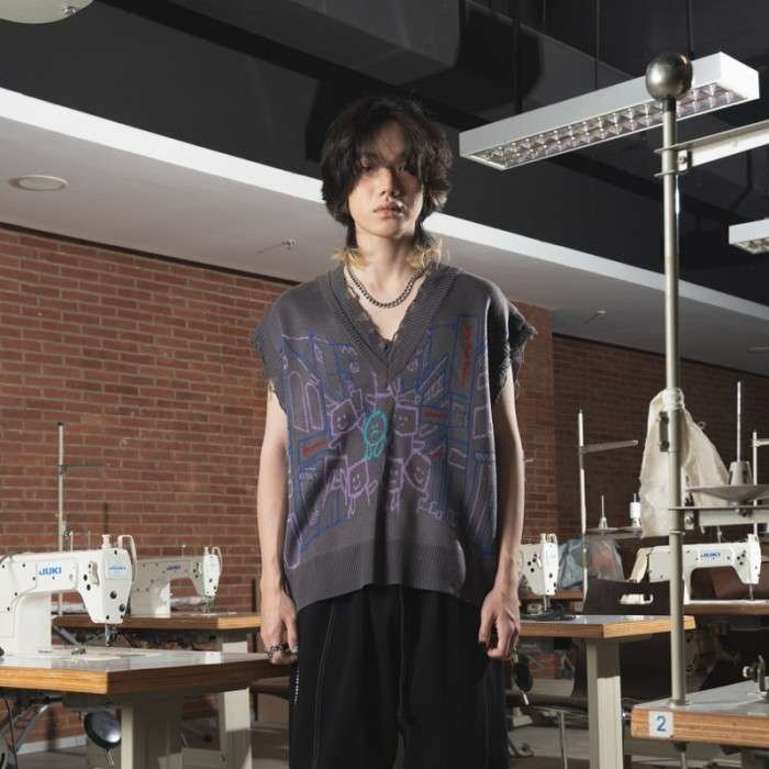 FAITH FADE Vest Knit Lonely Dark Grey