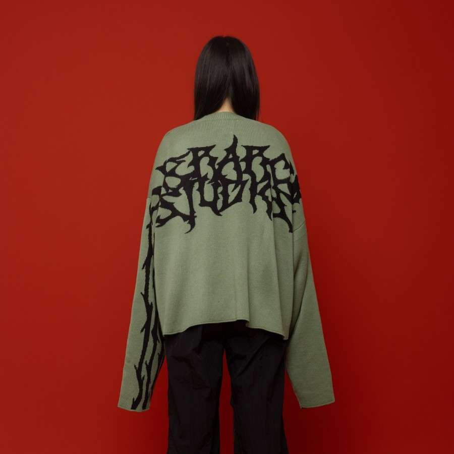 HIERARCHY STUDIOS Sweater Knit Vine Asymmetric Green