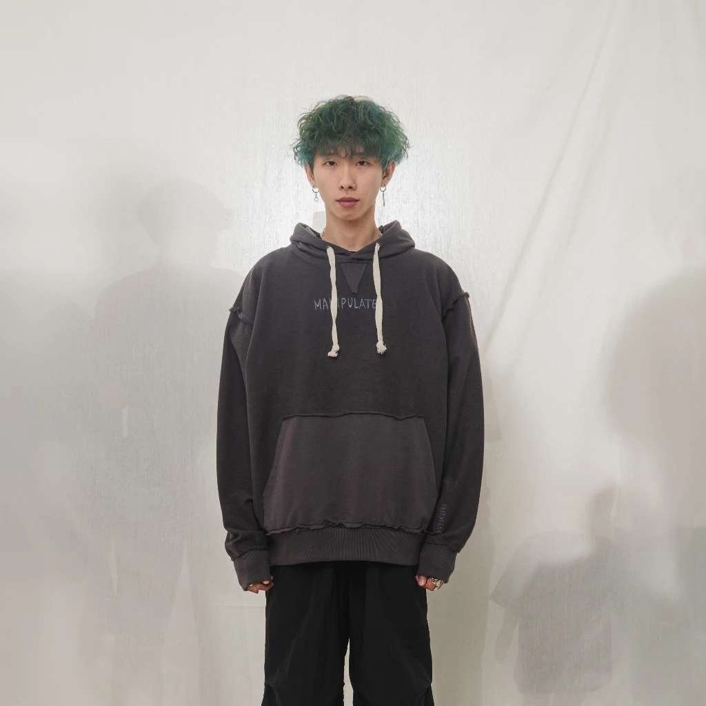 FAITH FADE Hoodie Manipulated Raw Dark Grey