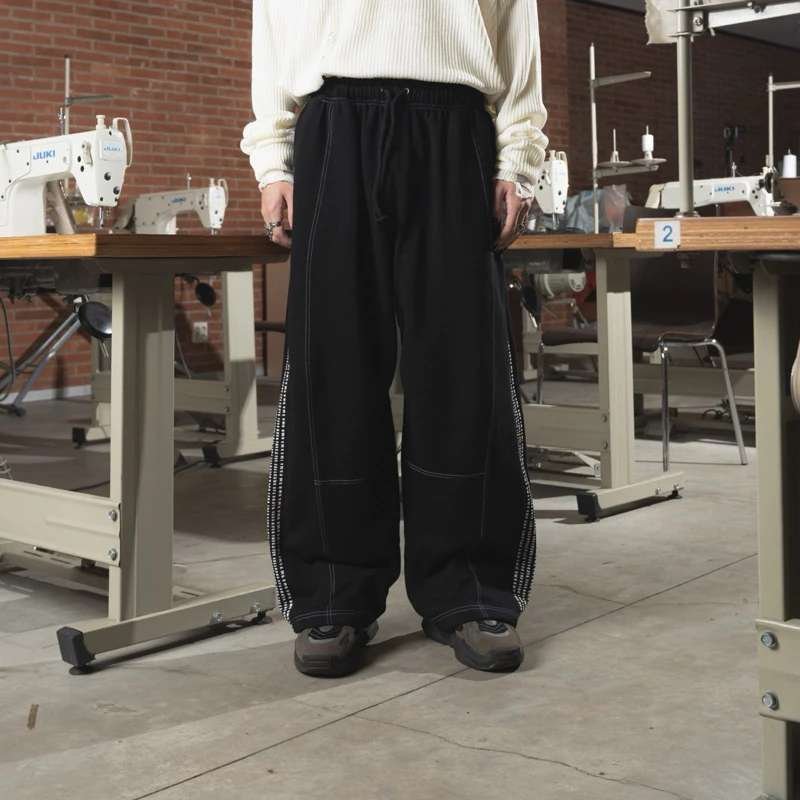 FAITH FADE Pants Stripes Baggy Track Black