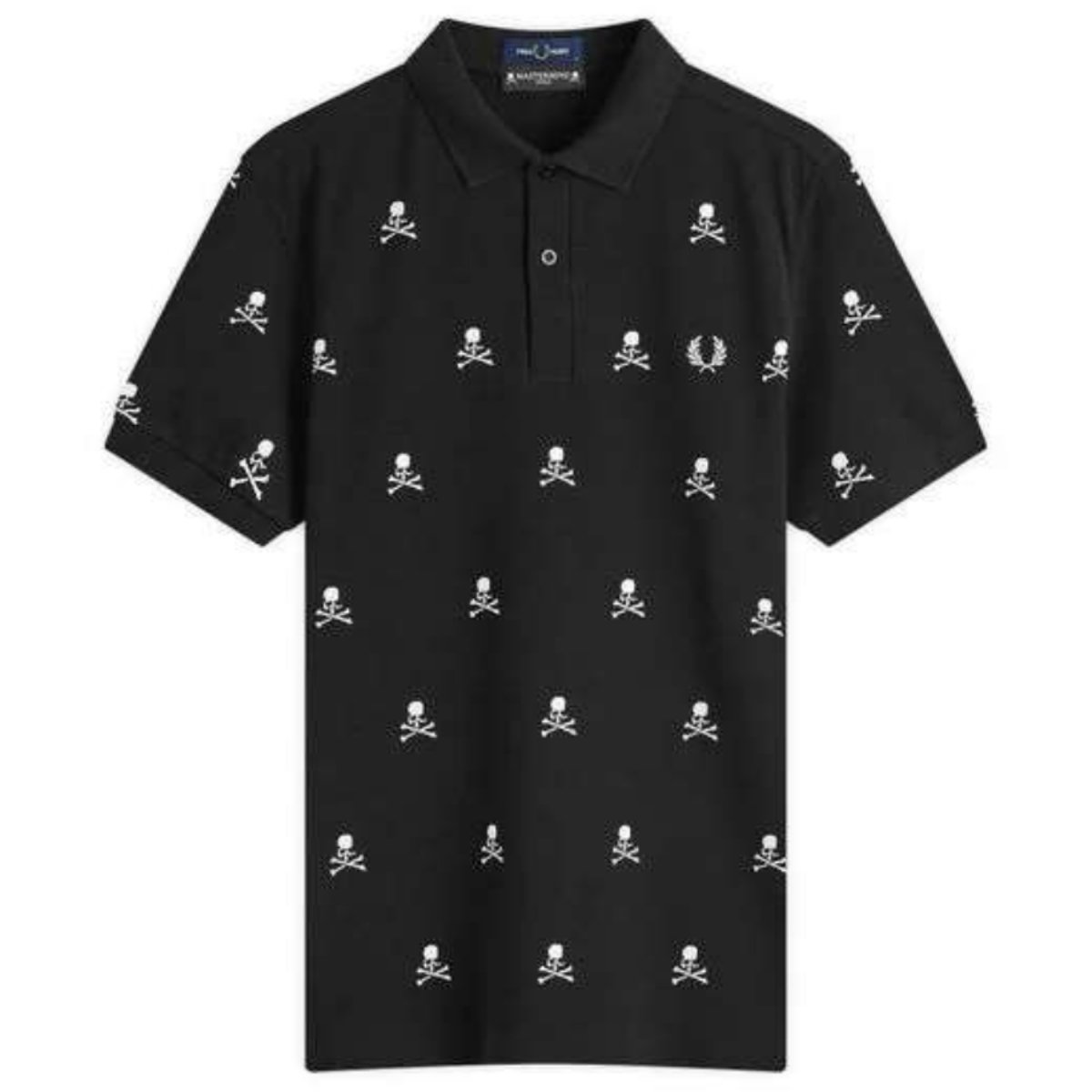 FRED PERRY Polo Shirt x MASTERMIND All Over Skull Black