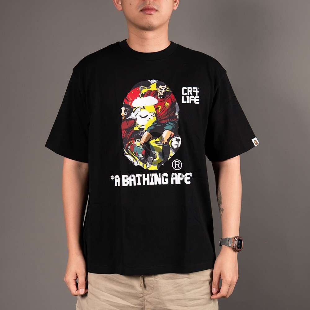 BAPE Tee x CR7 Life Comic Graphic A Bathing Ape Relaxed Fit Black
