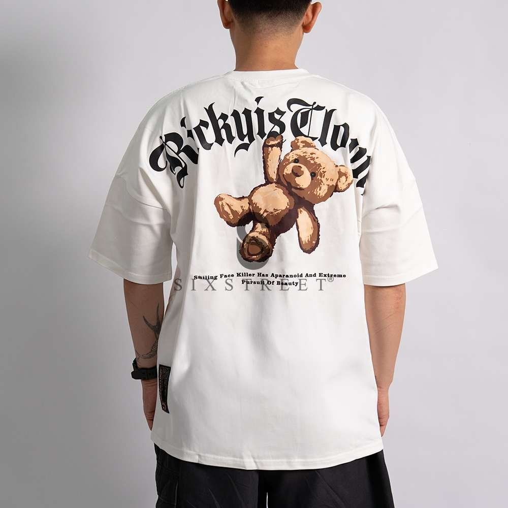 RIC Tee Gothic Font Teddy Bear Broken White